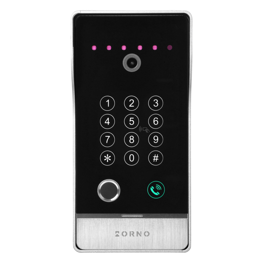 GUARDO single family video doorphone set, 4-wires, touchscreen LCD 10" monitor, fingerprint reader, proximity reader and code lock, App-controlled, surface mounted, white